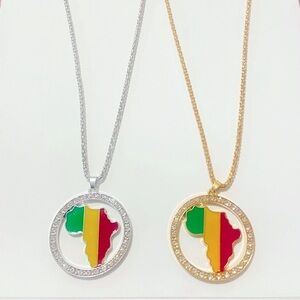 Africa Pendant on Gold or Silver Color Chain